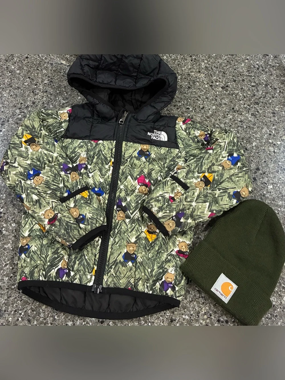 Boys NORTH FACE/CARHARTT Puffer Coat & Hat, sz 18-24 mo